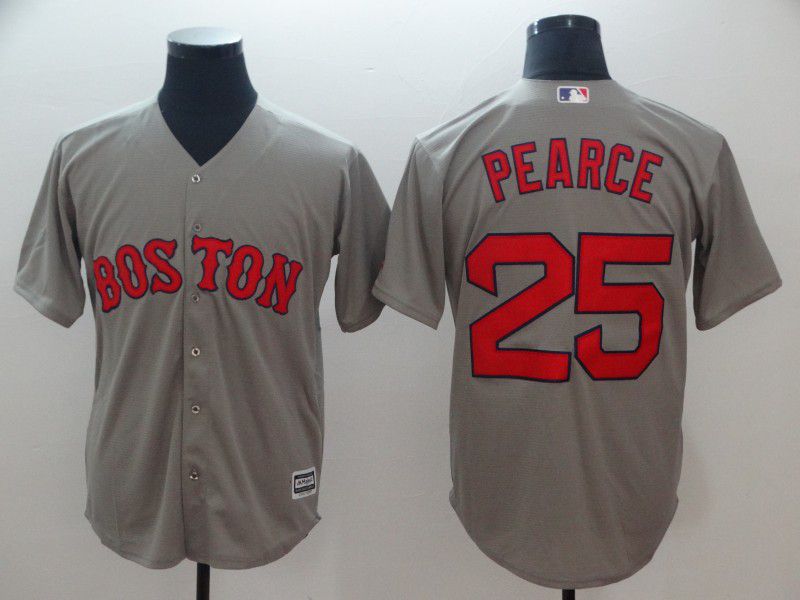 Men Boston Red Sox 25 Pearce Grey Game MLB Jerseys